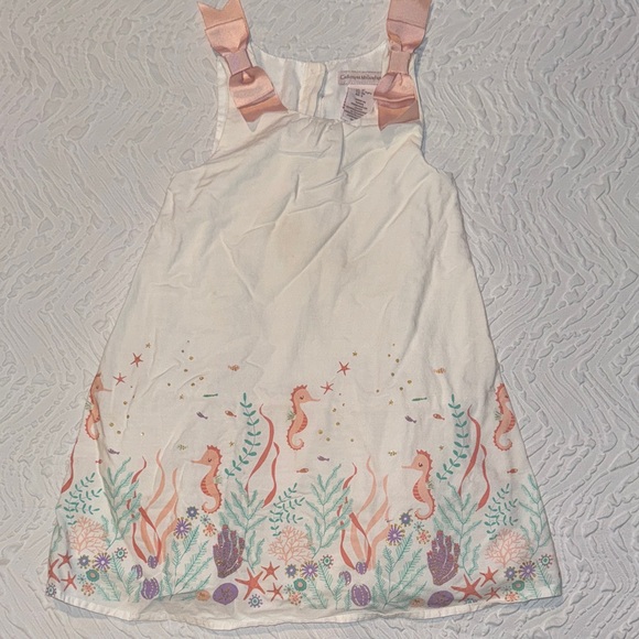 Catherine Malandrino Other - Catherine Malandrino White Dress with Coral and Seahorse Design EUC 3T